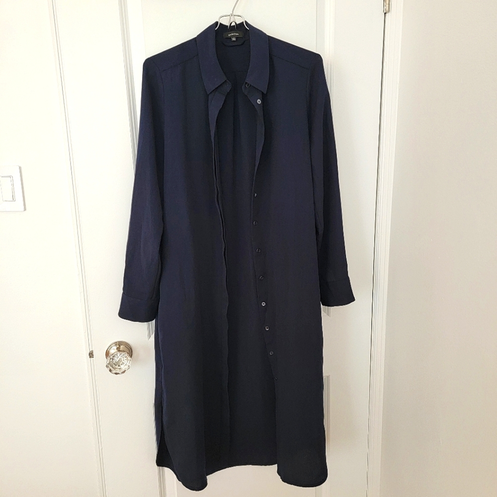 Babaton Aritzia Button Down Shirt Dress Size Small Navy Blue Midi